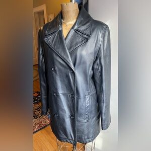 Vintage Dockers Leather 90s Leather Jacket Size M Black Grunge Baddie Button